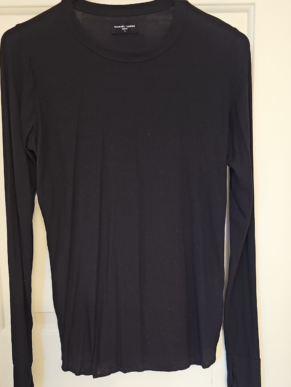 Michael Lauren Black Long-Sleeve Crewneck Tee